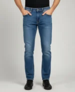 Men’s Mid-Wash Blue Denim – Comfort Stretch Slim Fit