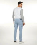 Men's Slim-Fit Light Blue Cotton Cargo Trousers – Casual Utility Pants | John Vesture - Image 2