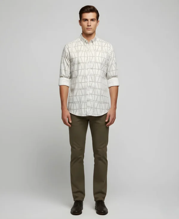 Modern Grid Print Full Sleeve Shirt – John Vesture Edition - Image 1