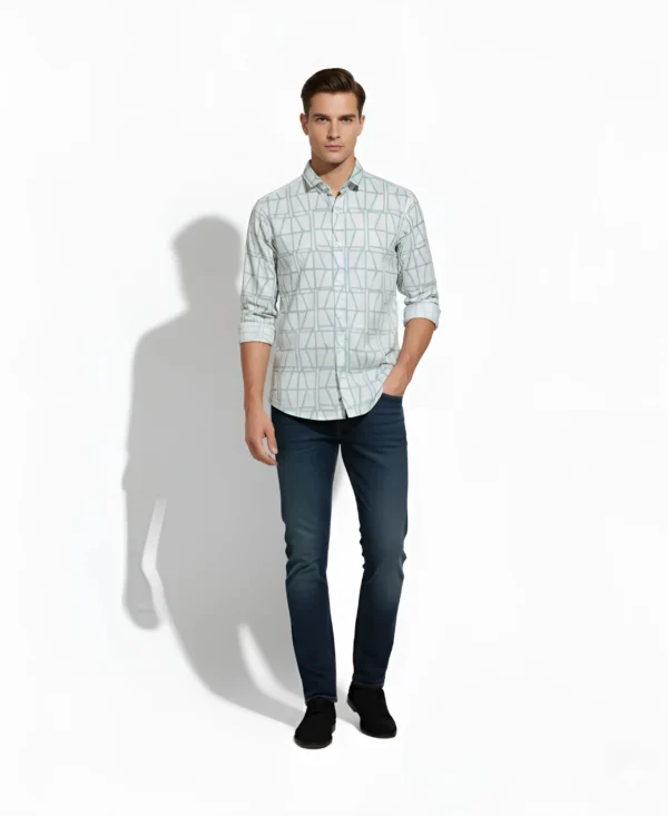 Modern Grid Print Full Sleeve Shirt – John Vesture Edition - Image 4